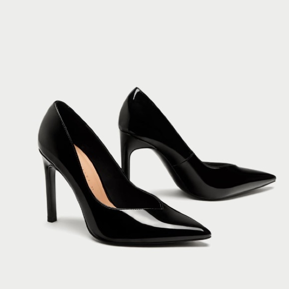 black patent court high heels